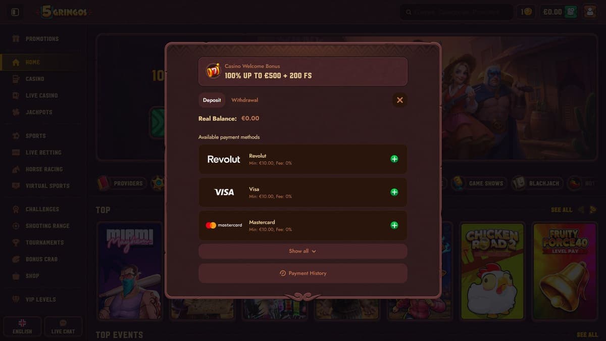 Deposit 5Gringos Casino