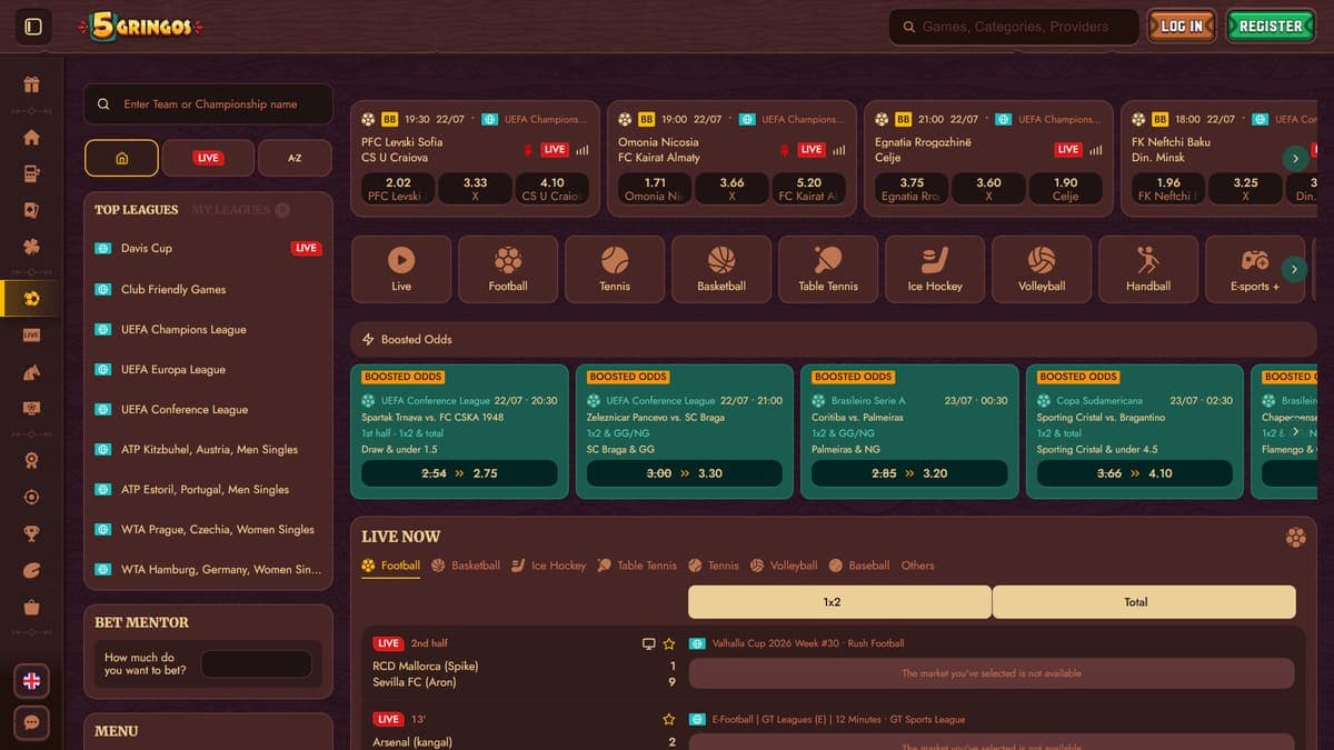 Sports betting 5Gringos Casino
