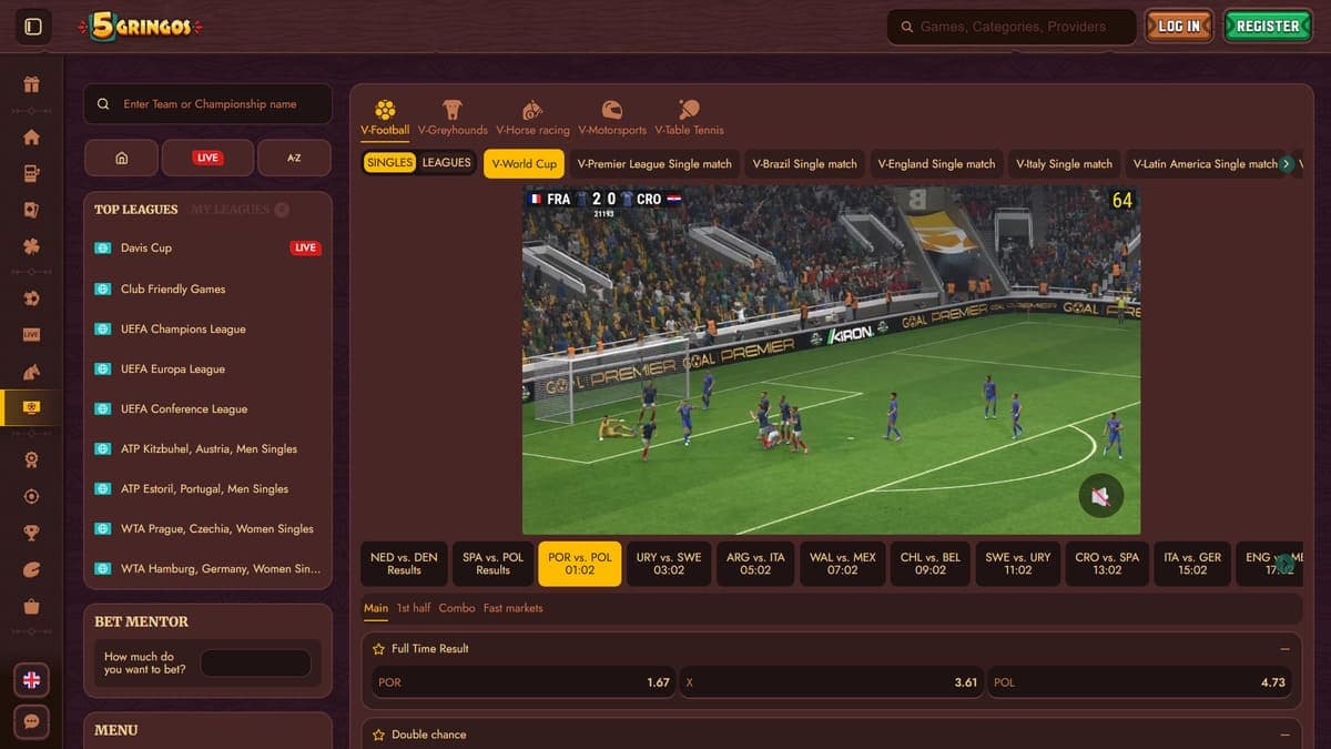 Virtual sports 5Gringos Casino