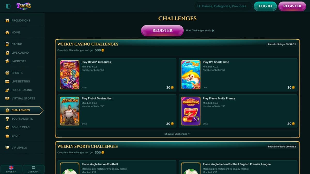 Challenges 7Signs Casino