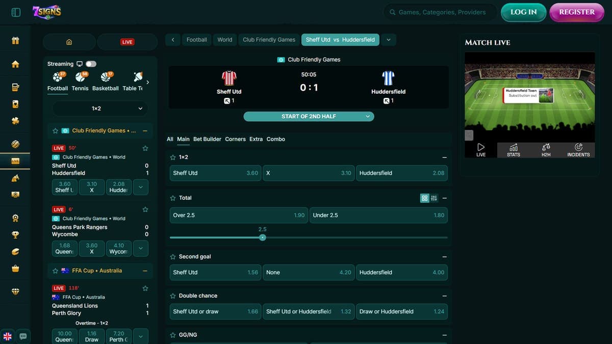 Live betting 7Signs Casino