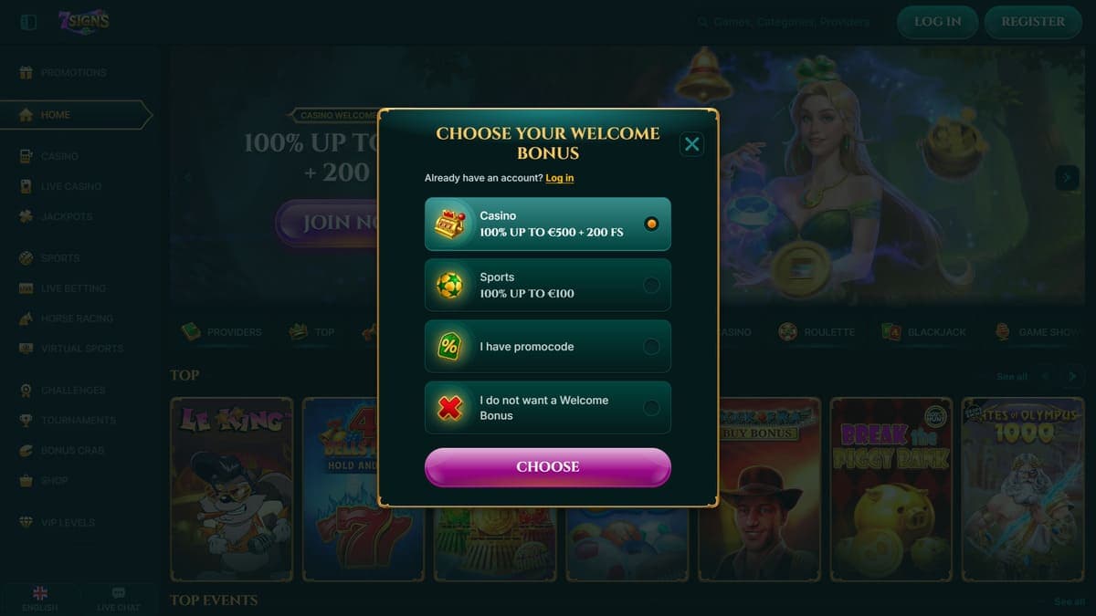 Registration 7Signs Casino