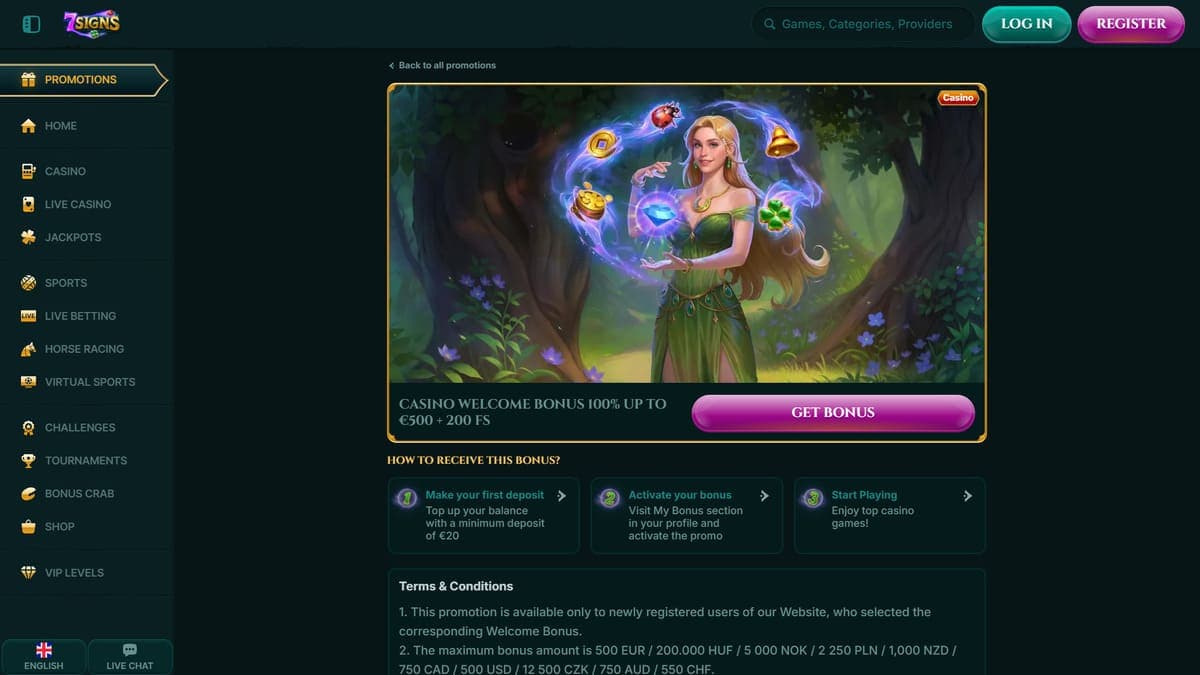 Welcome bonus 7Signs Casino