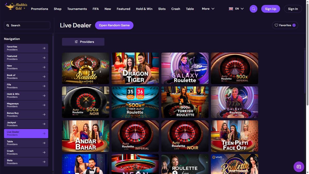 Live Aladdin's Gold Casino