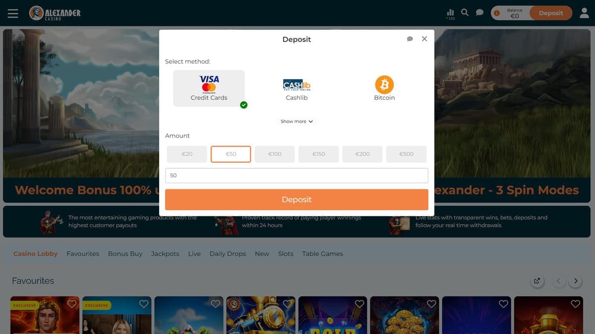 Deposit Alexander Casino