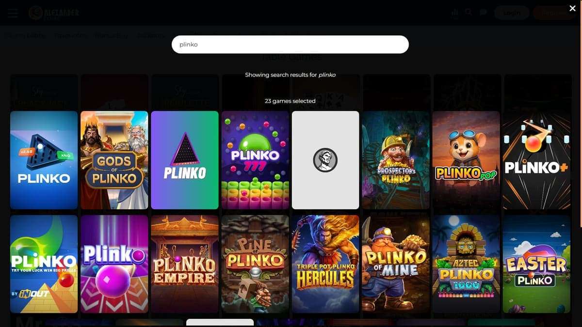 Mini games Alexander Casino
