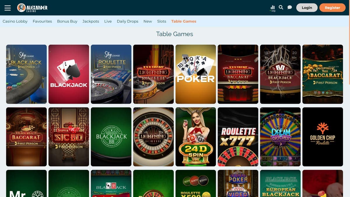 Table games Alexander Casino