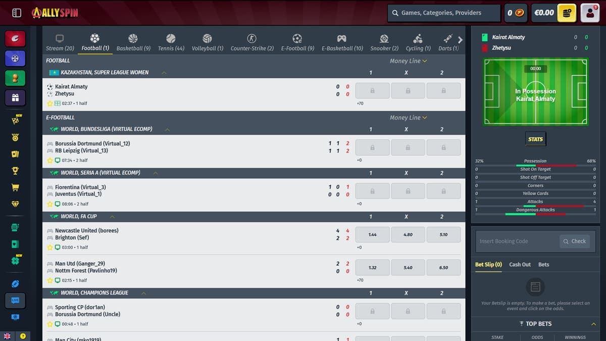Live betting AllySpin Casino