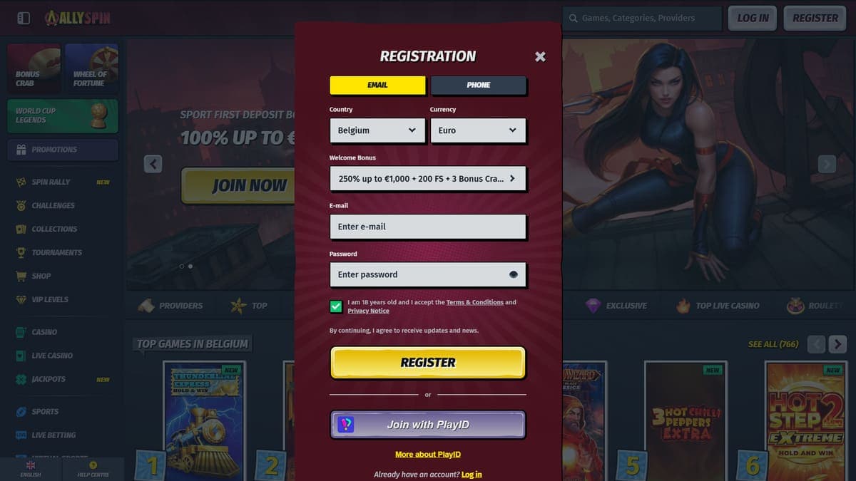 Registration AllySpin Casino