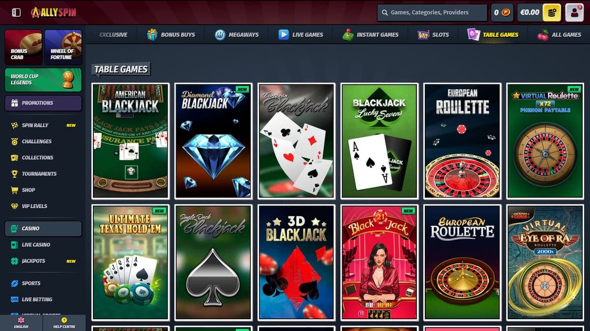 Table games AllySpin Casino