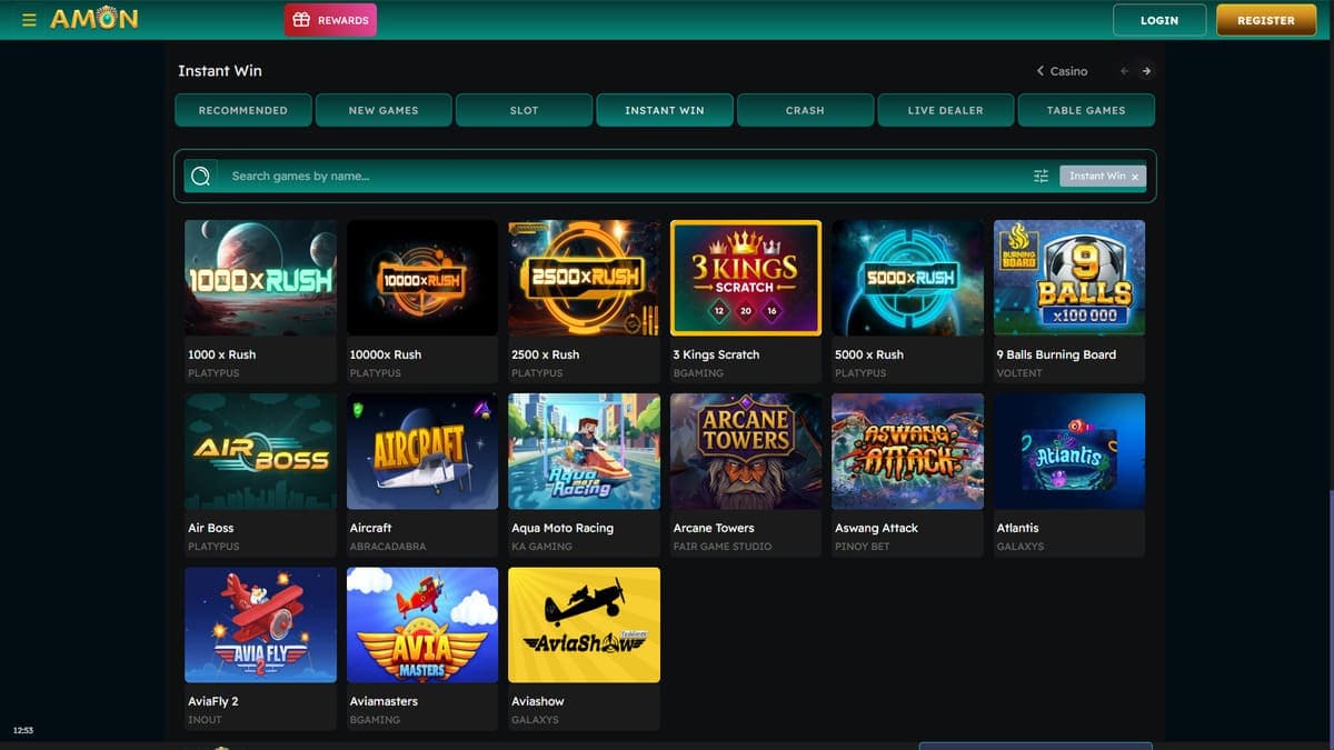 Instant wins Amon Casino