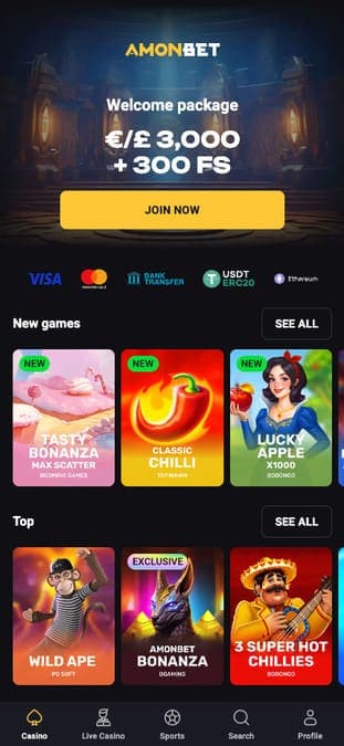 Amonbet casino mobile