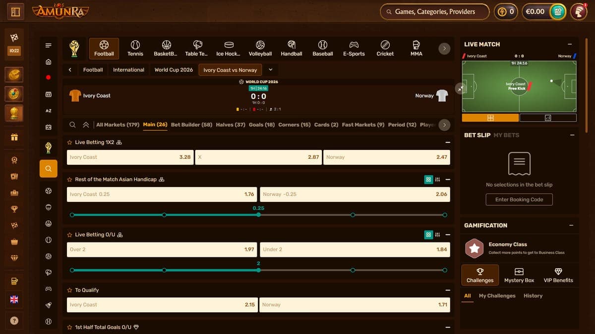 Live betting AmunRa Casino