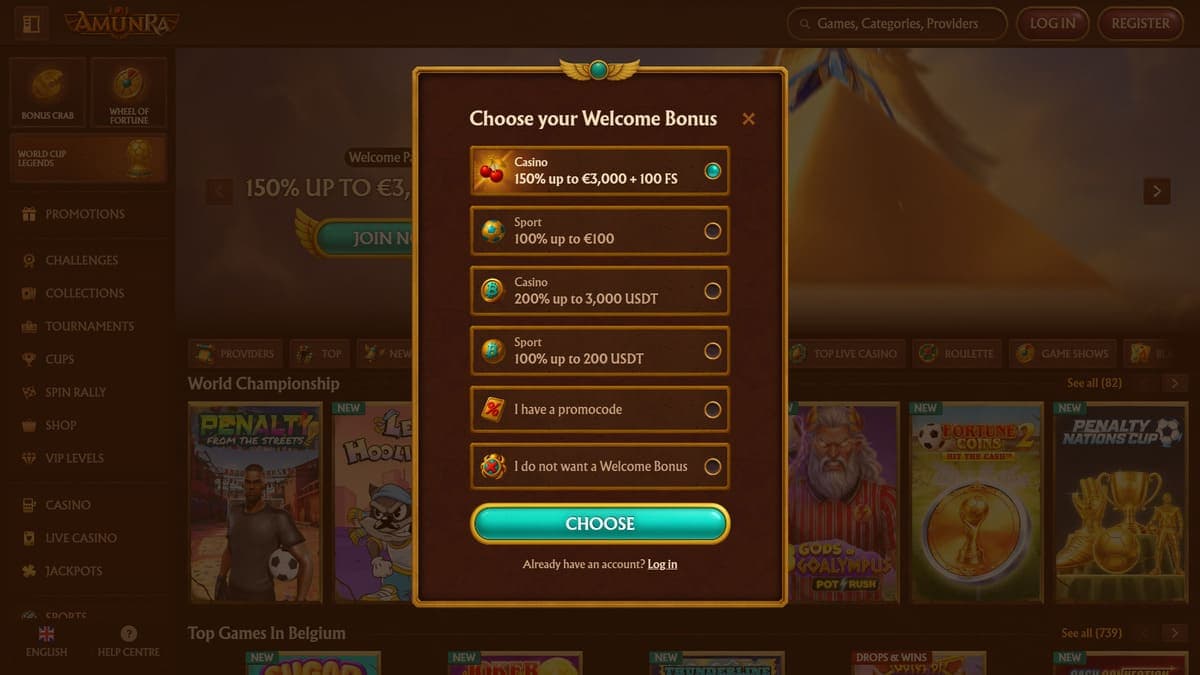 Registration AmunRa Casino