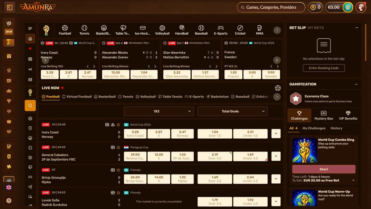 Sports betting AmunRa Casino