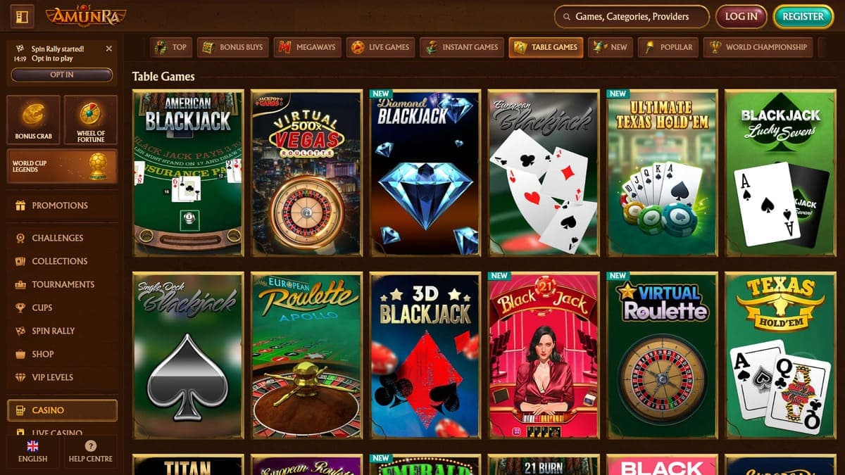 Table games AmunRa Casino