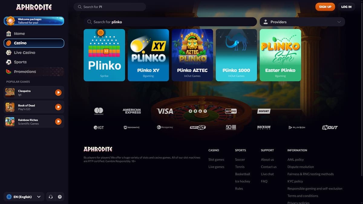 Mini games Aphrodite Casino