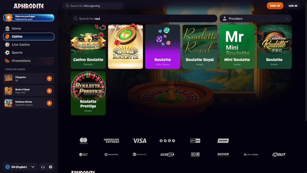 Table games Aphrodite Casino