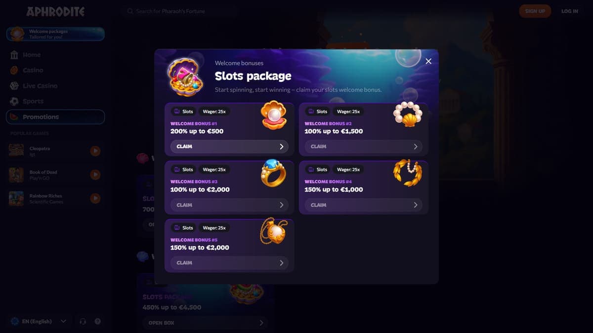 Welcome Bonus Aphrodite Casino