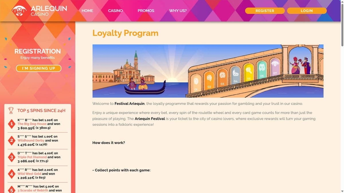 Loyalty programme Arlequin Casino