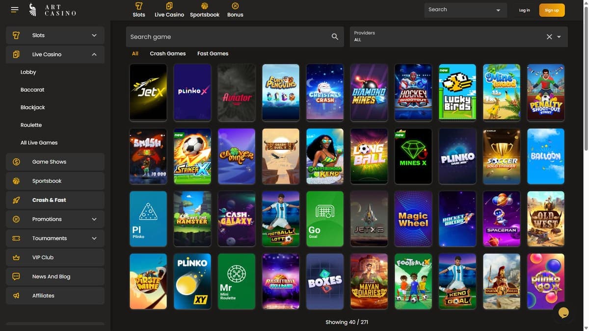 Crash games Art Casino