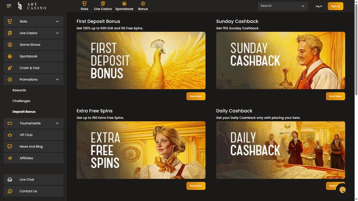 Other deposit bonuses Art Casino
