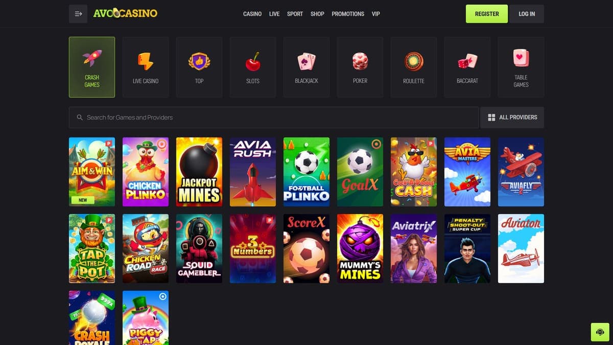Crash games section Avocasino Casino
