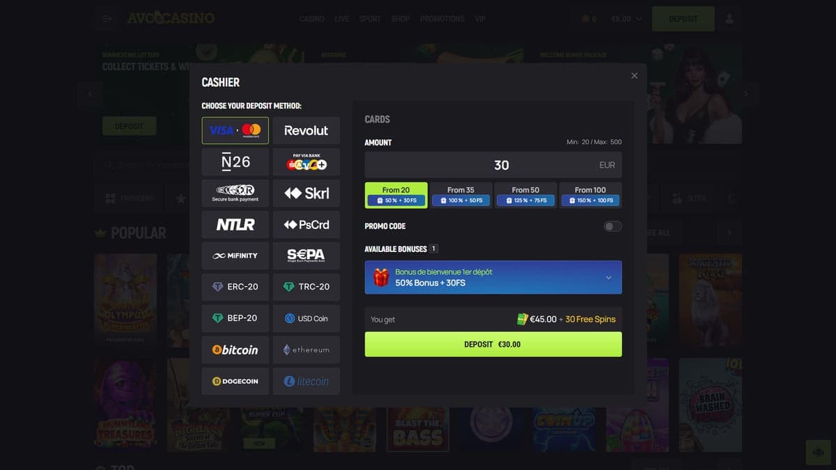 Deposit Avocasino Casino