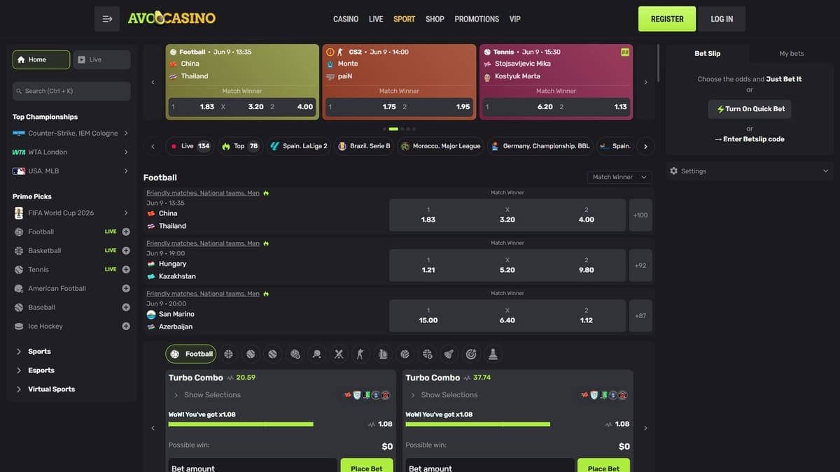 Sports betting Avocasino Casino