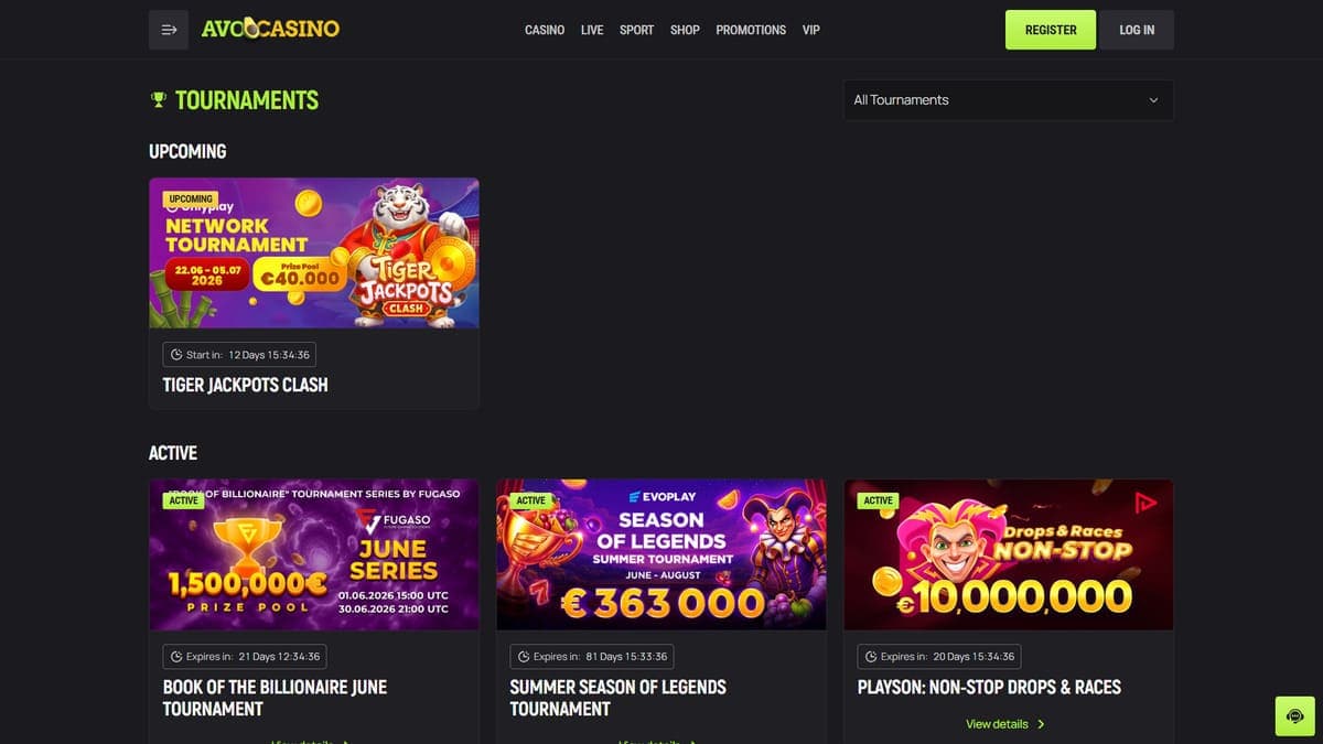Tournaments Avocasino Casino