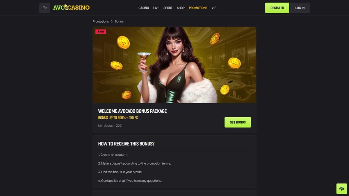Welcome bonus Avocasino Casino