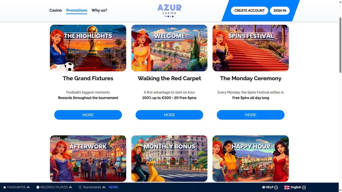 Promos Azur Casino