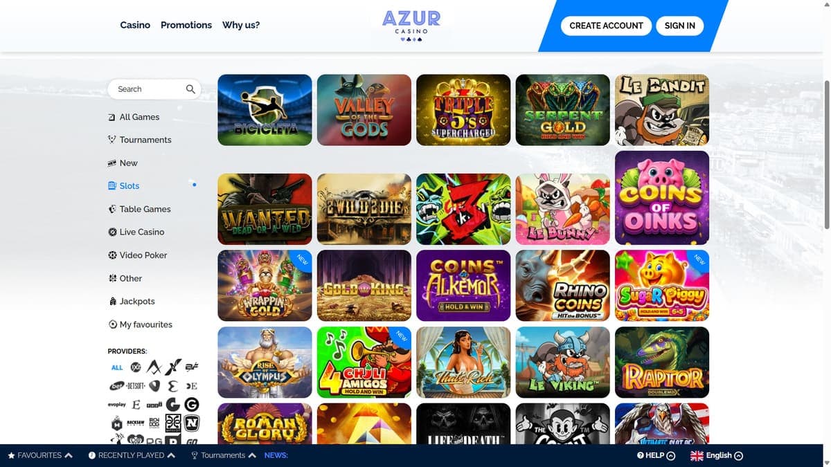 Slot machines Azur Casino