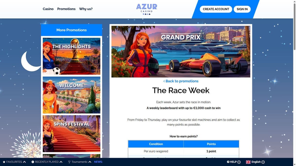 Tournaments Azur Casino