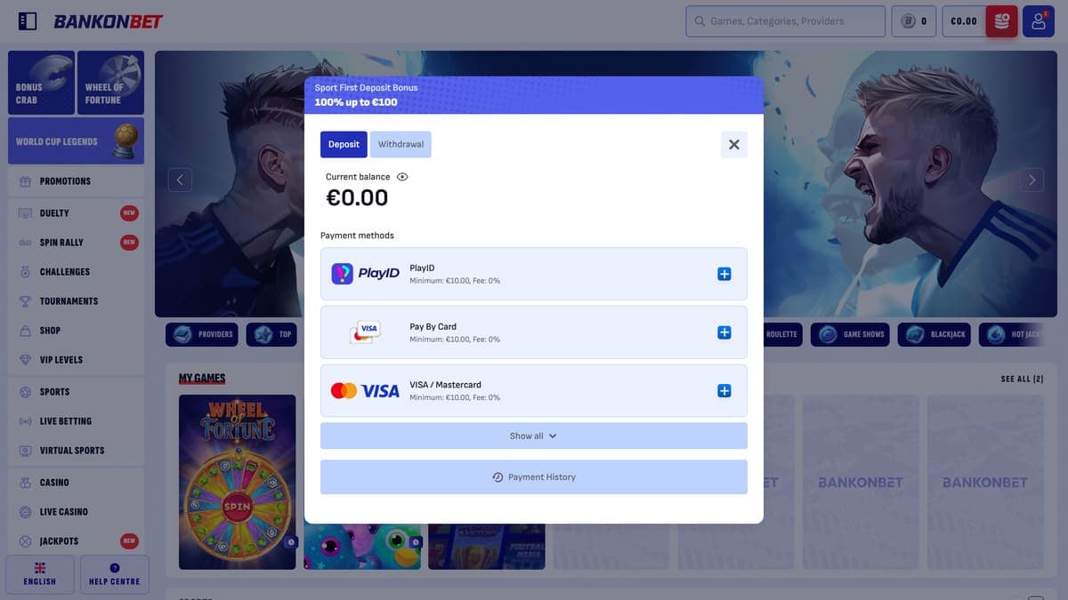 Deposit Bankonbet Casino