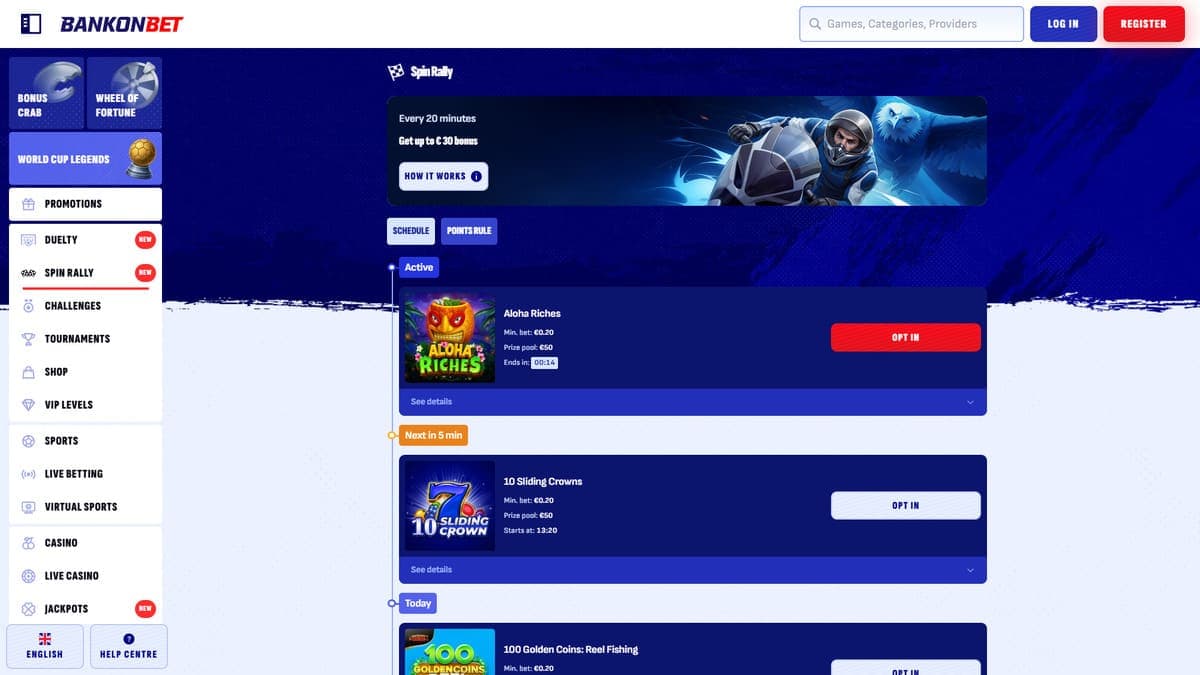 Spin rally Bankonbet Casino