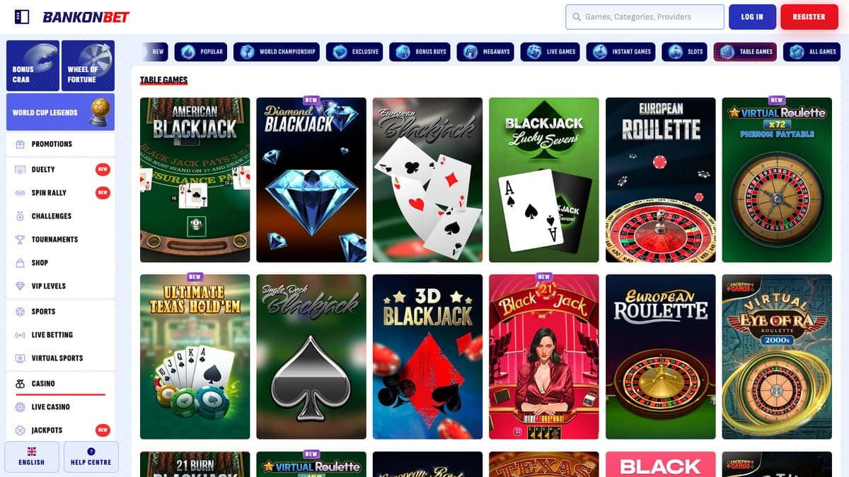 Table games Bankonbet Casino