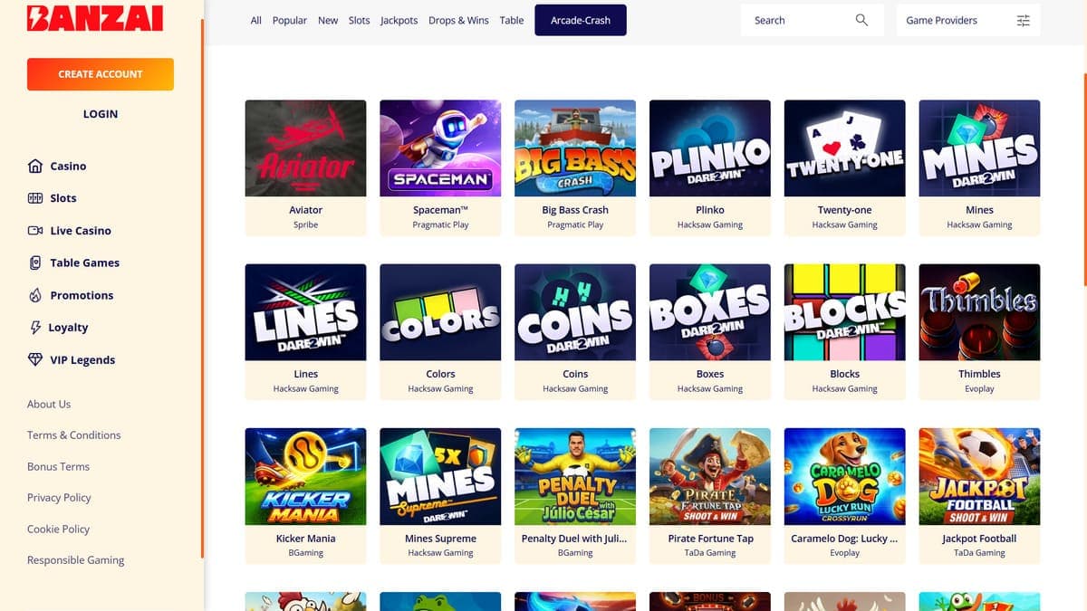 Mini games Banzai Casino