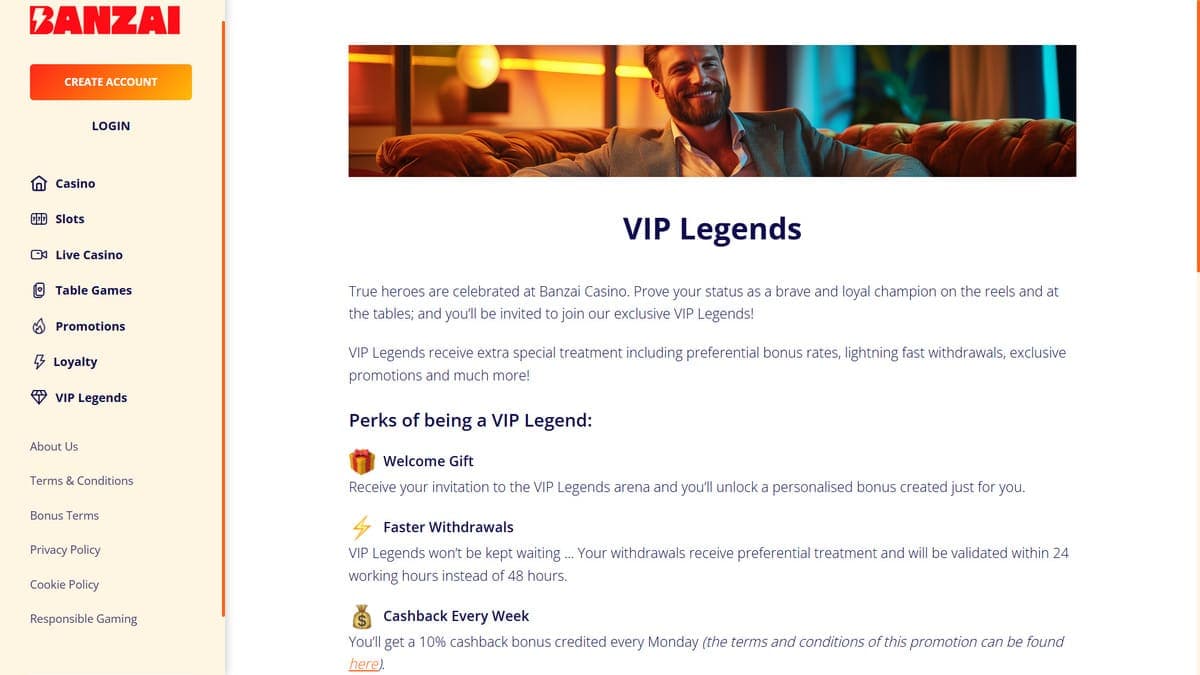 VIP Legends Banzai Casino