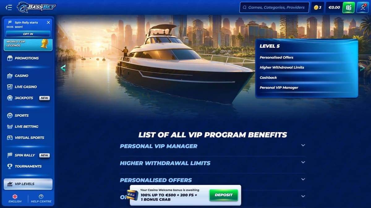VIP programme Bassbet Casino