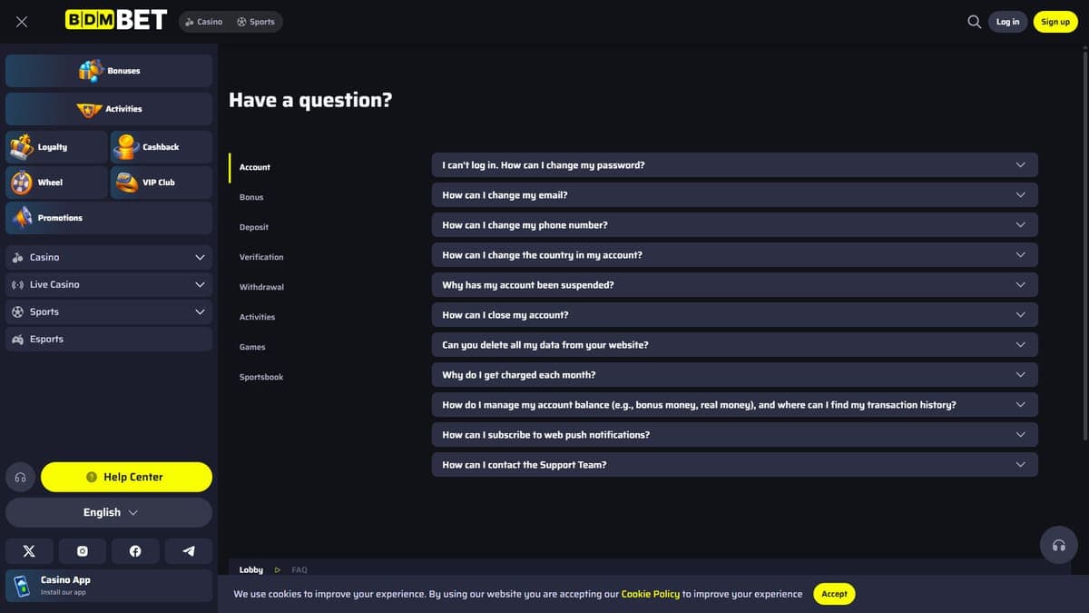 FAQ Bdmbet Casino