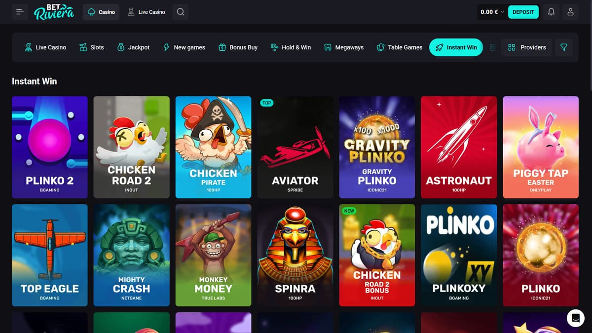 Games instant win Bet Riviera Casino
