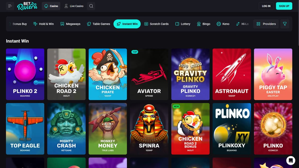 Instant win games Bet Riviera Casino