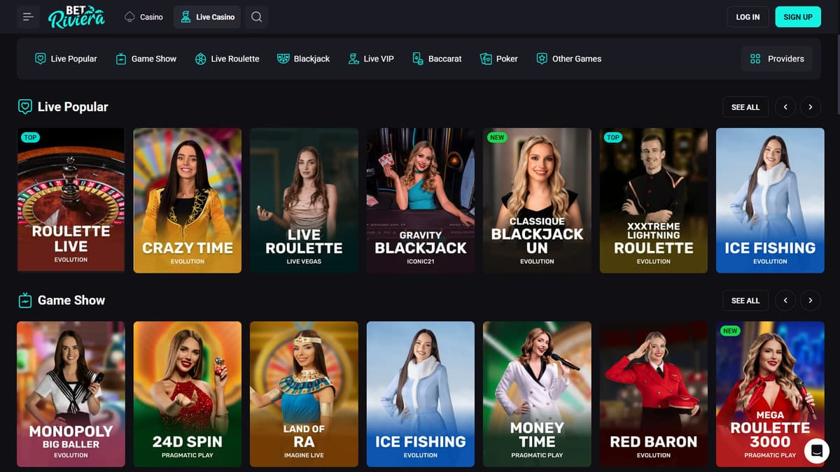 Live casino Bet Riviera Casino