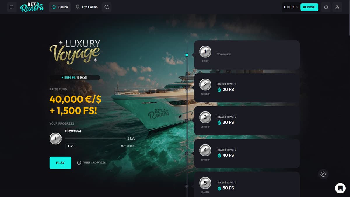 Luxury Voyage Loyalty program Bet Riviera Casino