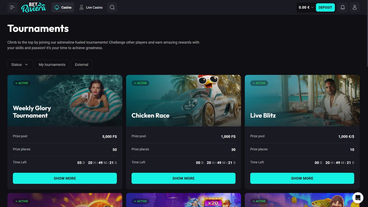 Tournaments Bet Riviera Casino