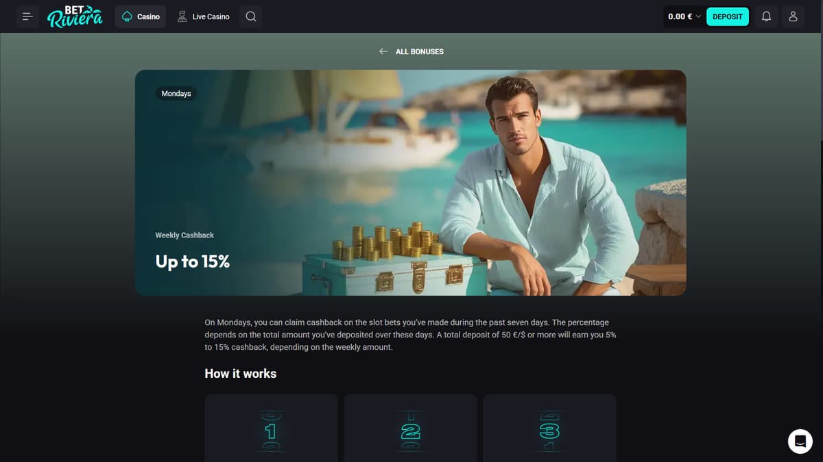 Weekly bonus Bet Riviera Casino
