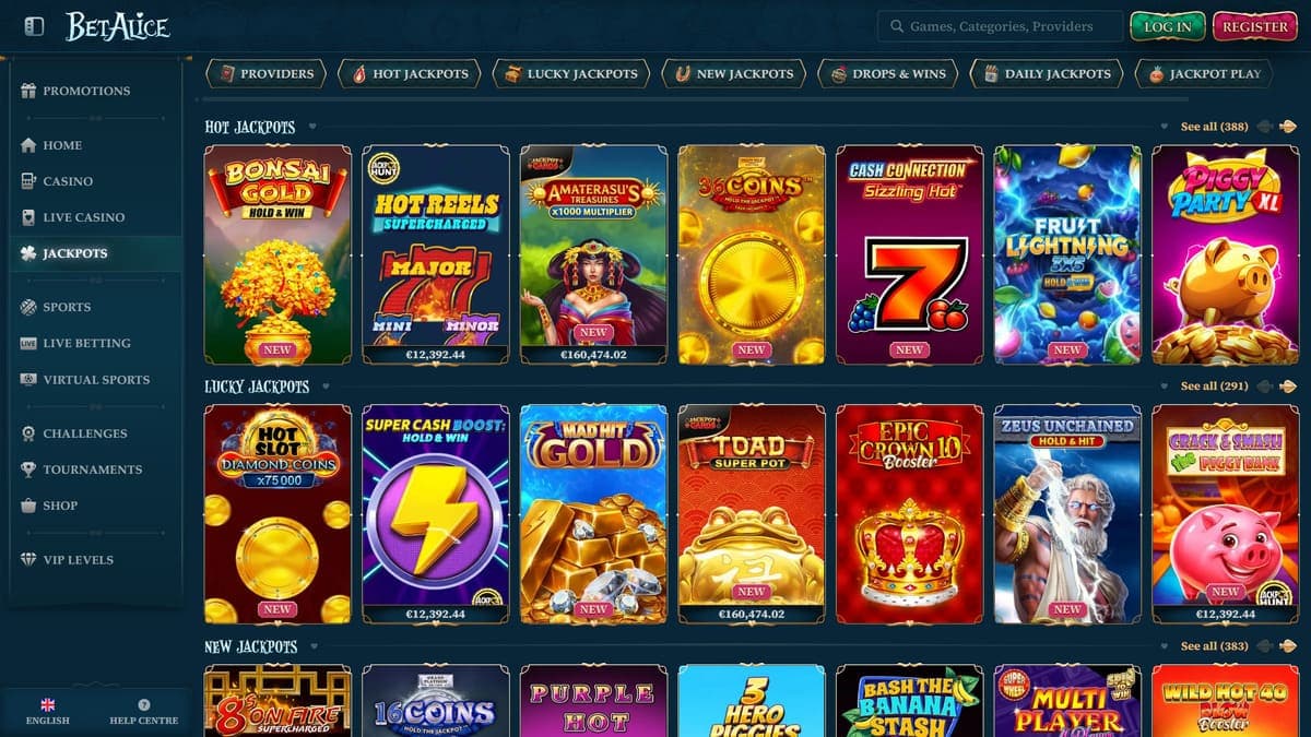Hot jackpots BetAlice Casino