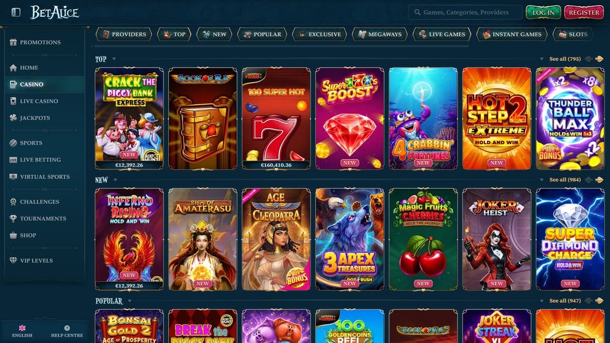 Casino section BetAlice Casino