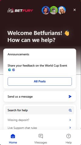 Customer support Betfury